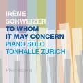 Irne Schweizer : To Whom It May Concern - Piano Solo Tonhalle Zrich
